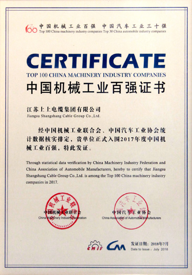 2017中国机械工业百强揭晓  8188cc威尼斯电缆排名23位