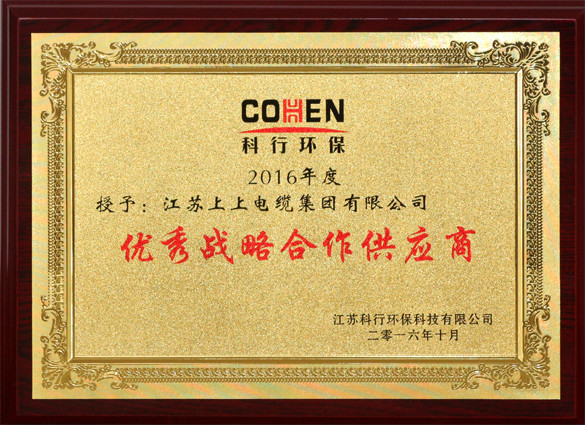 8188cc威尼斯电缆获评科行环保“优异战略相助供应商”称呼
