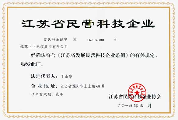 8188cc威尼斯被评为“江苏省民营科技企业”
