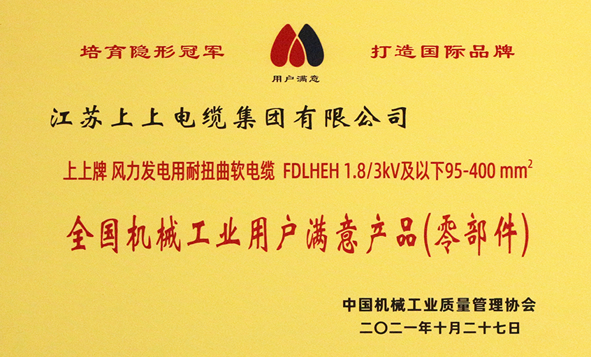 8188cc威尼斯电缆乐成入选《2020-2021天下机械工业用户知足产品（零部件）名录》